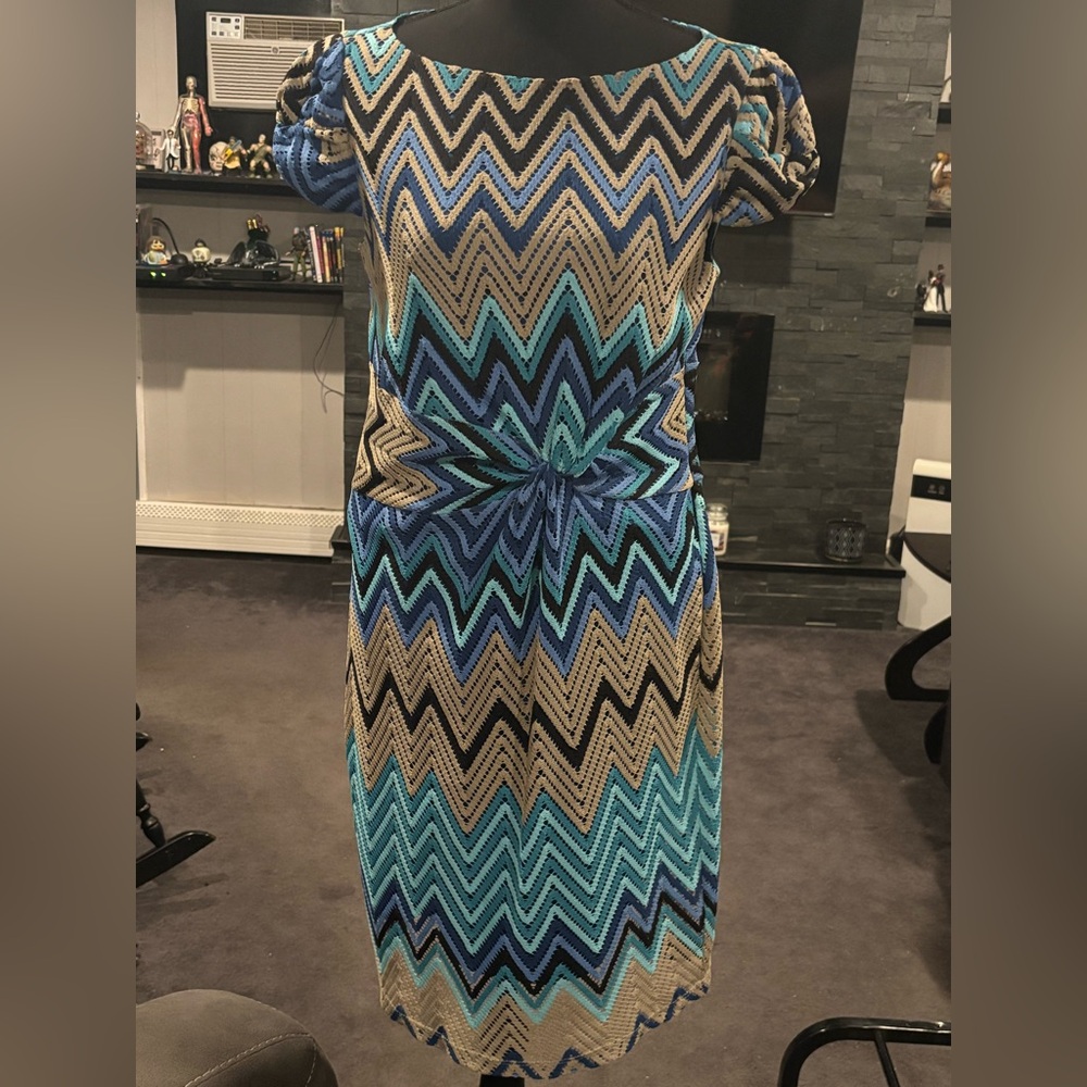 Messina Hembry Blue Chevron Knit Twist-Front Women's Dress No tags